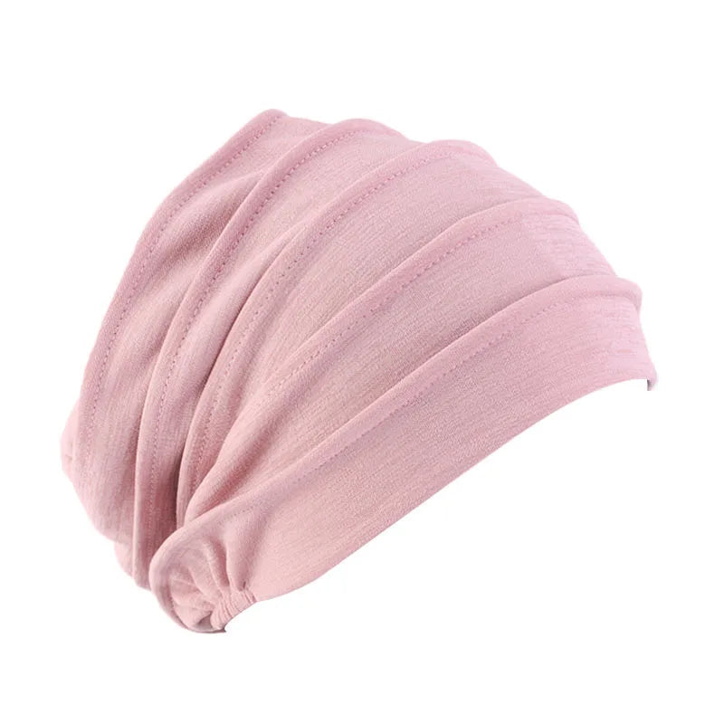 Cotton Slouch Turban Cap – All-Season Solid Knit Hat for Women