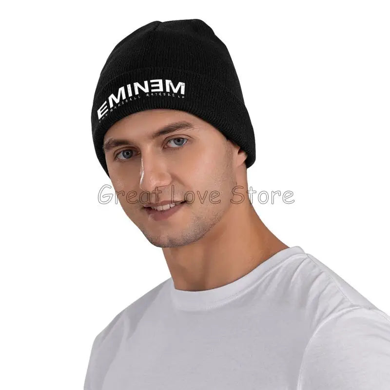 Vintage Rapper Graphic Beanie – 100% Acrylic Soft Knit Hat for Men & Women