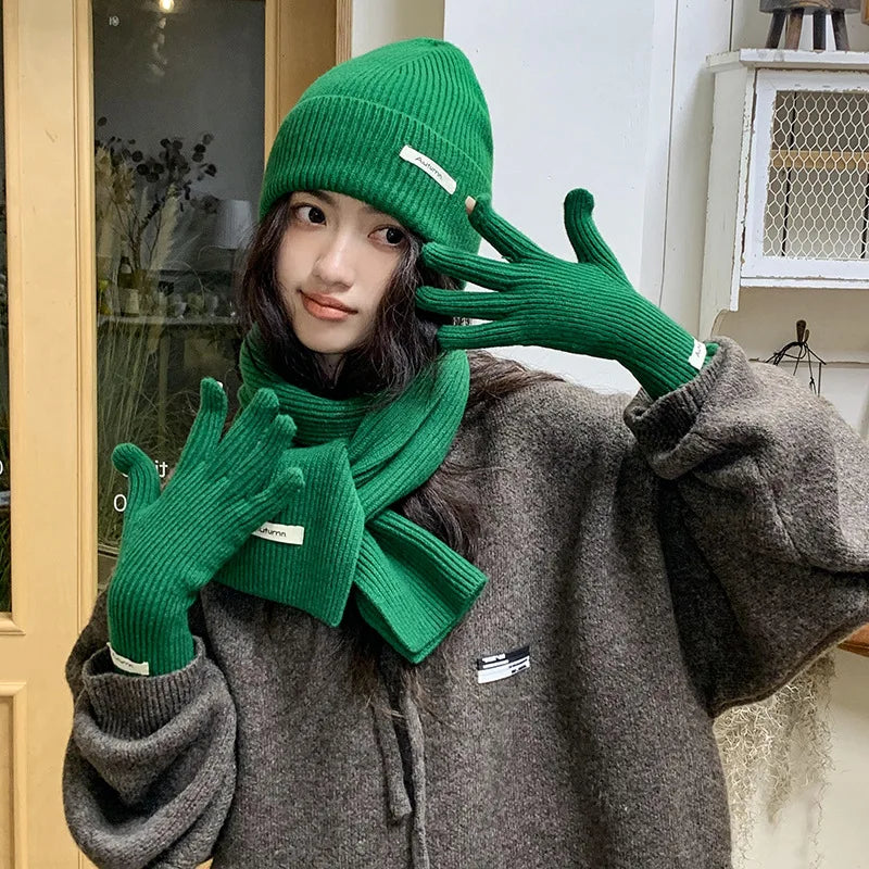 Beanie, Scarf & Gloves Set – Acrylic Blend 3-Piece Winter Accessory Set for Men & Women