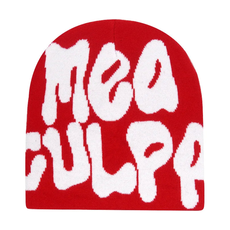 Y2K Hip Hop Beanie – Acrylic Print Knit Hat for Men & Women