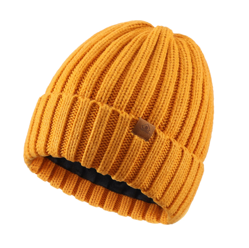 Connectyle Winter Beanie – Wool Blend Velvet-Lined Hat for Men & Women