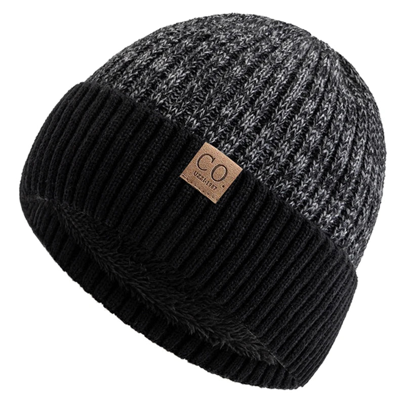 Two-Tone Winter Beanie – Fur-Lined Colour Block Knit Hat for Men & Women