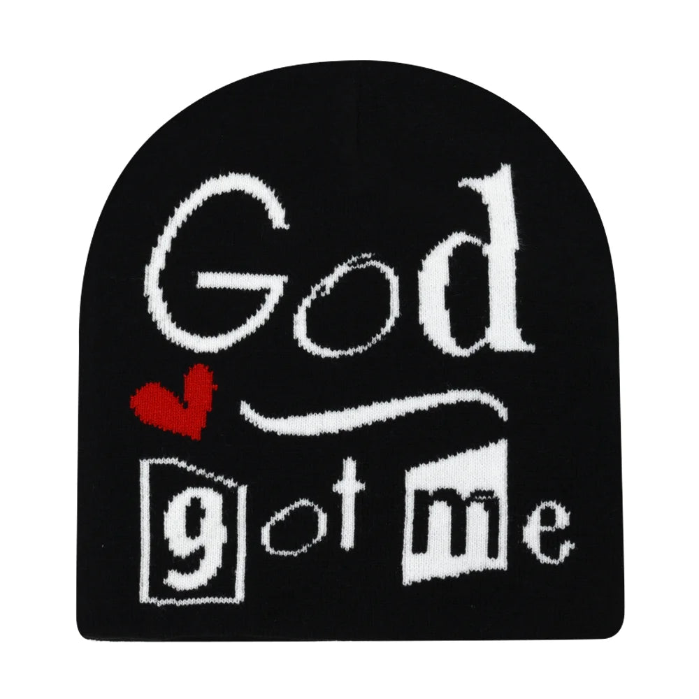 Y2K Letter Cargo Beanie – Polyester Knit Skull Cap for Men & Women