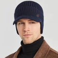 Fleece Lined Earmuff Beanie – Thick Windproof Knit Hat with Built-In Earmuffs for Men & Women