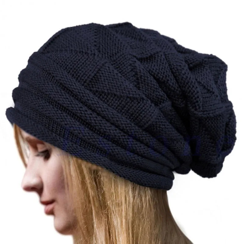 Oversized Baggy Beanie – Slouchy Cotton Acrylic Knit Hat for Women