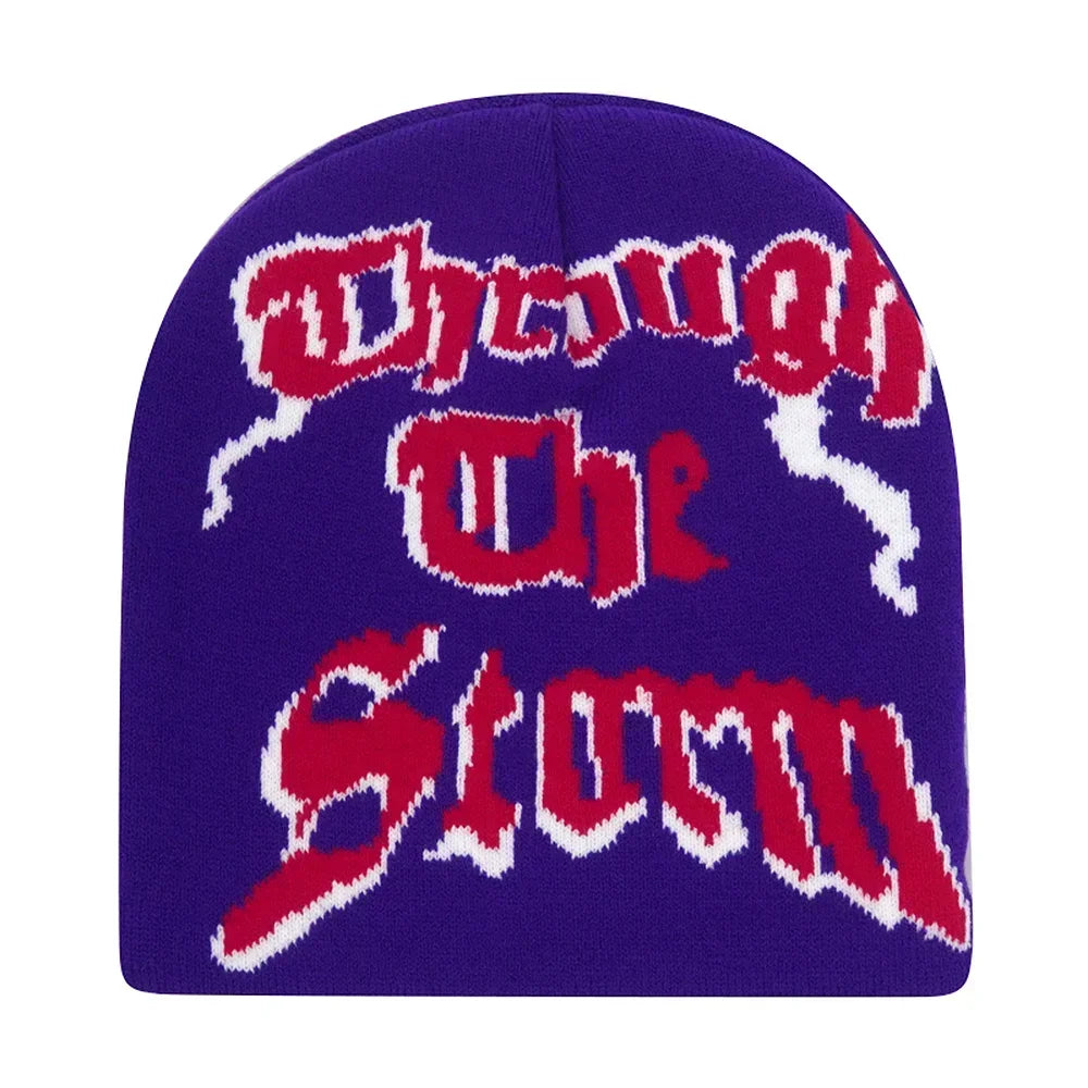Y2K Letter Cargo Beanie – Polyester Knit Skull Cap for Men & Women