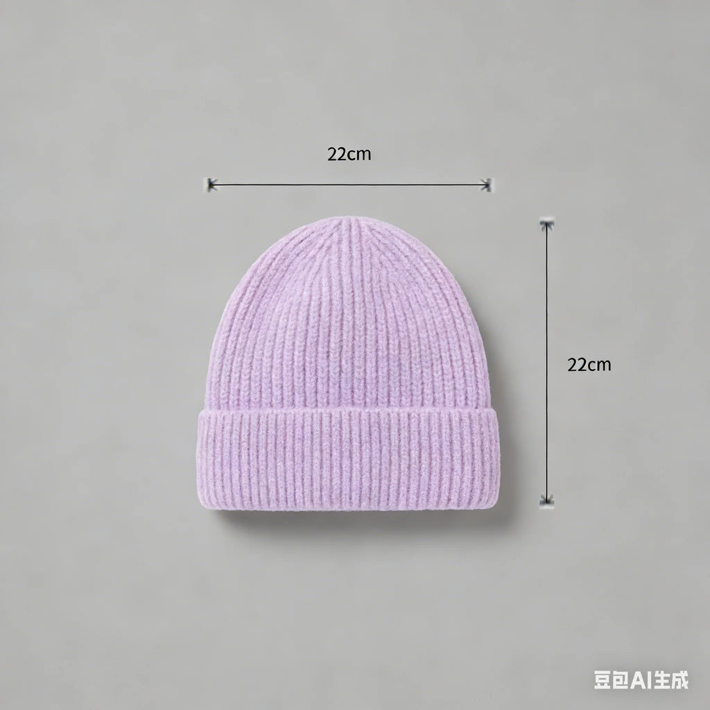 Wool Melon Beanie – Cotton Polyester Warm Knit Skull Cap for Men & Women
