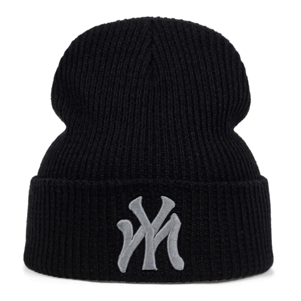 Embroidered Letter Beanie – Monogram Knit Winter Hat for Men & Women