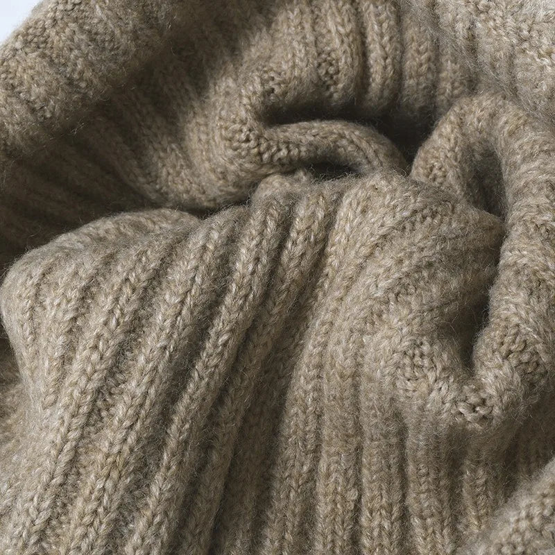Wool Earflap Beanie – Cotton Wool Blend Thick Knit Hat with Ear Protection for Men & Women