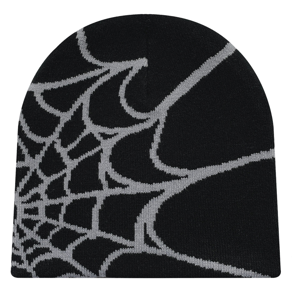 Y2K Spider Web Knit Hat – Geometric Acrylic Beanie for Men & Women