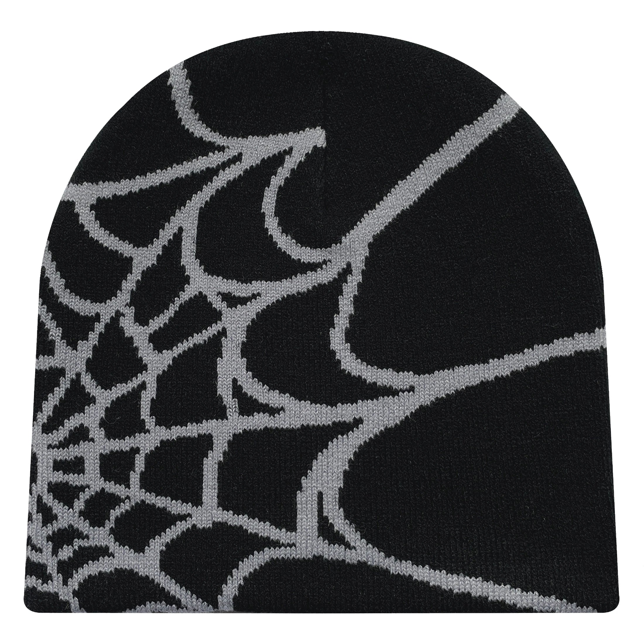 Y2K Spider Web Knit Hat – Geometric Acrylic Beanie for Men & Women