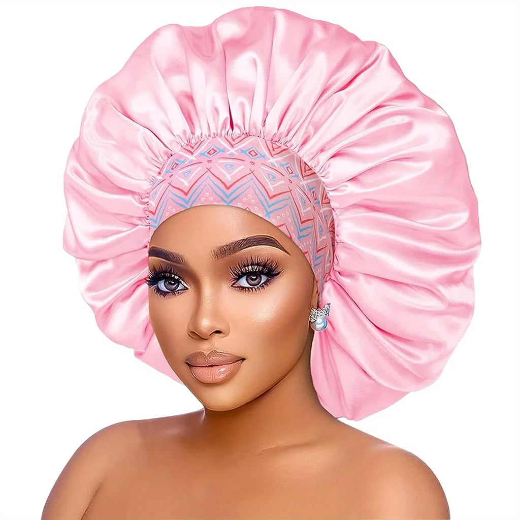 Flower Print Satin Bonnet – Silk Sleep Cap for Women