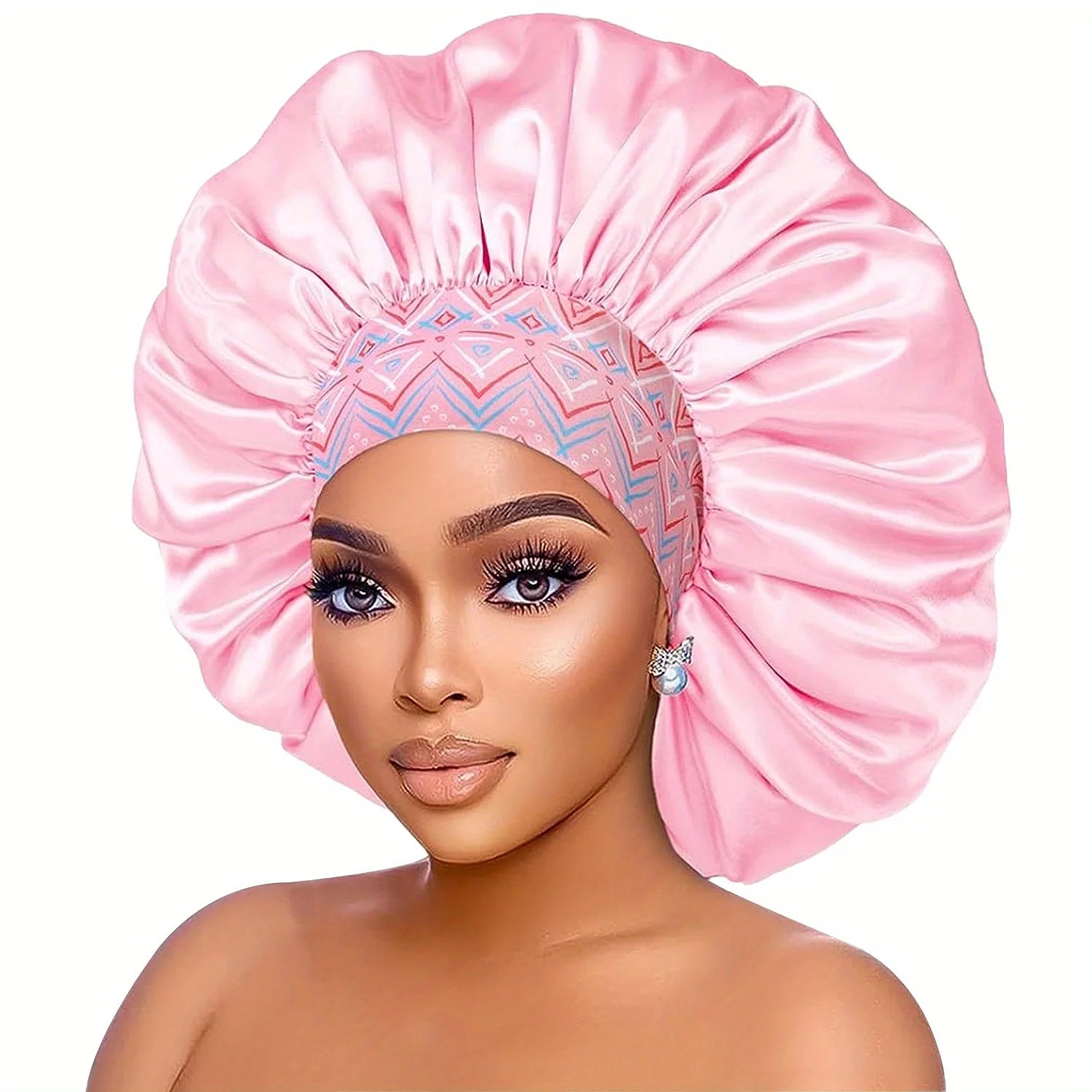 Flower Print Satin Bonnet – Silk Sleep Cap for Women