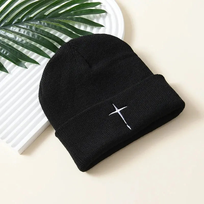 Crochet Embroidery Knit Beanie