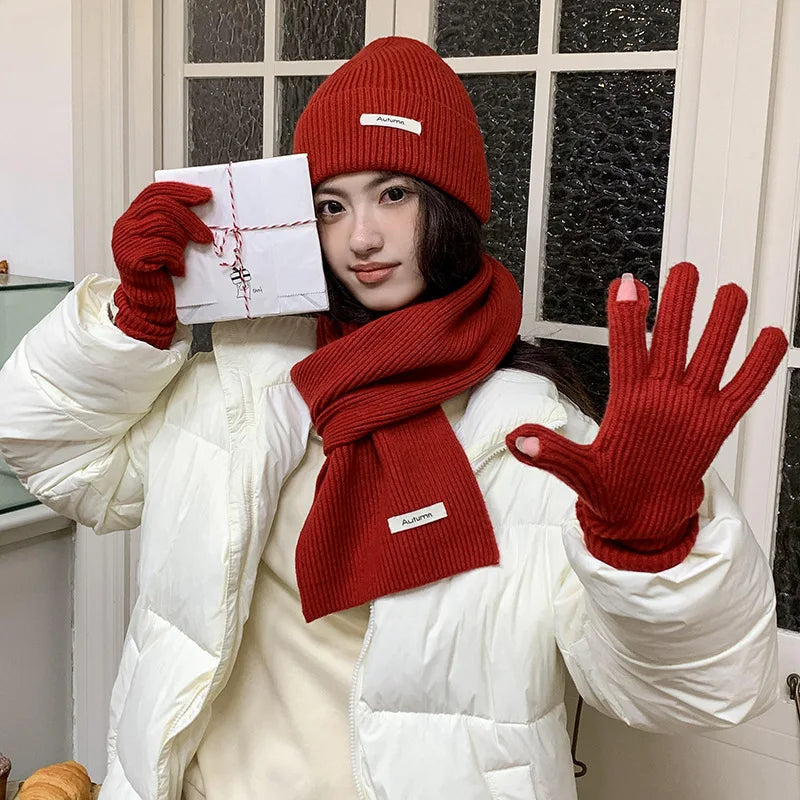 Beanie, Scarf & Gloves Set – Acrylic Blend 3-Piece Winter Accessory Set for Men & Women