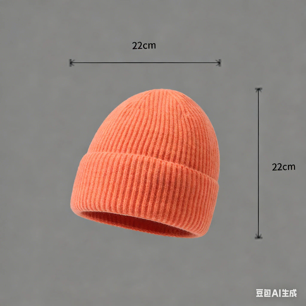 Wool Melon Beanie – Cotton Polyester Warm Knit Skull Cap for Men & Women
