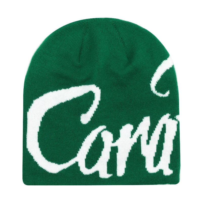 Y2K Letter Cargo Beanie – Polyester Knit Skull Cap for Men & Women