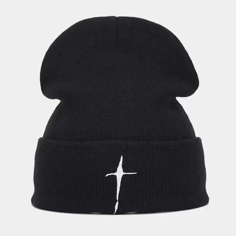 Crochet Embroidery Knit Beanie