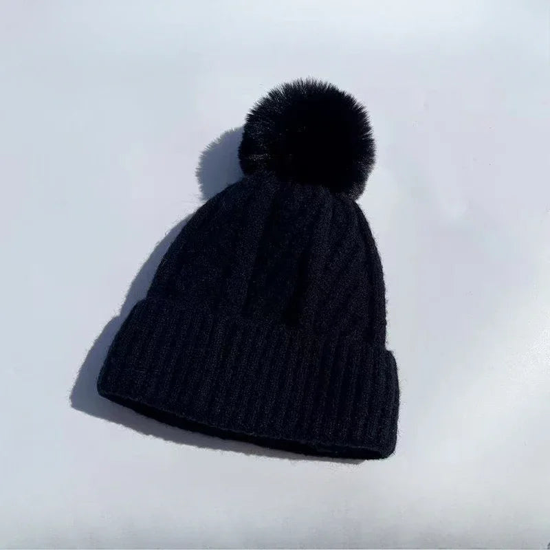 Twist Knit Winter Beanie – Warm Polyester Acrylic Hat for Women