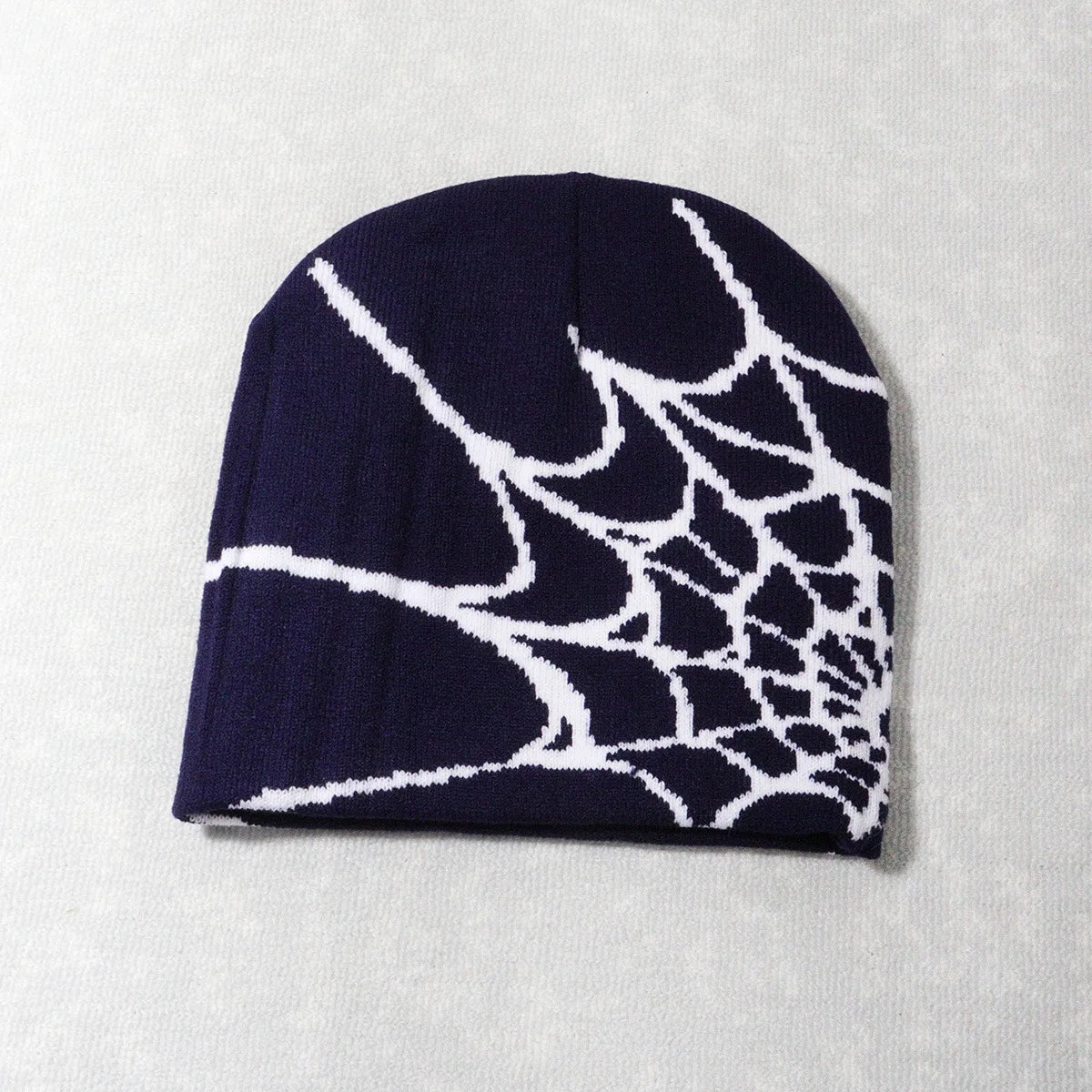 Spider Web Y2K Goth Beanie – Dark Aesthetic Knit Hat for Women & Men