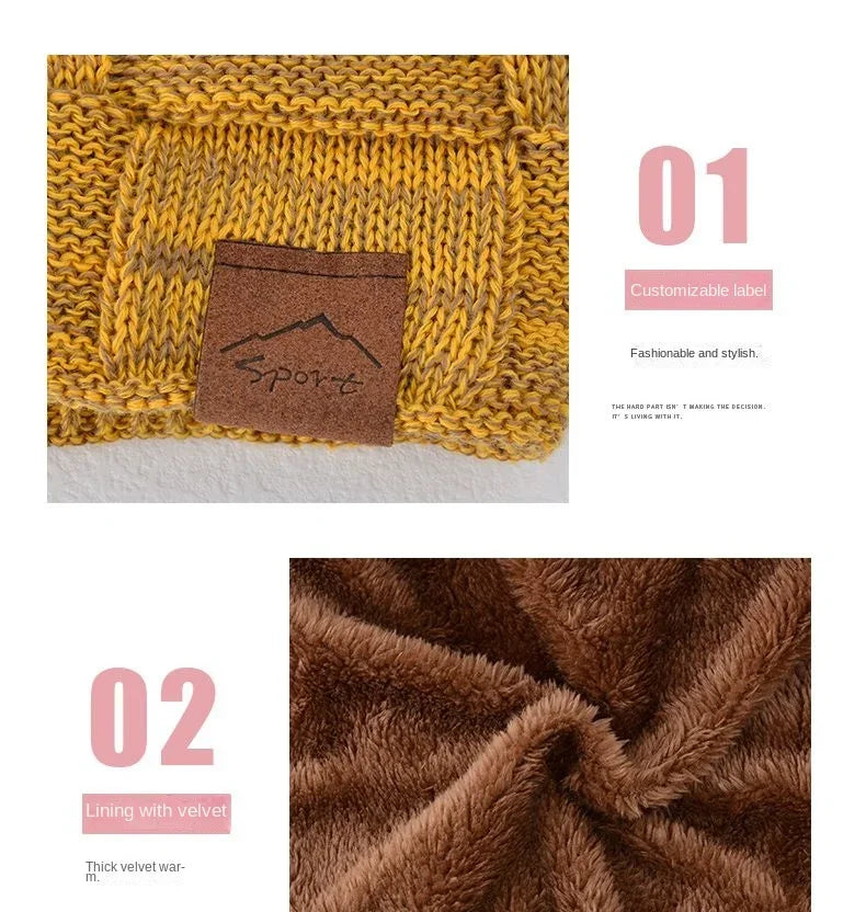 Wool Bobble Beanie – Polyester Solid Knit Pom Pom Hat for Men & Women