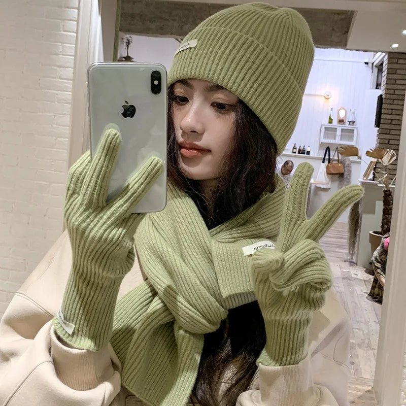 Beanie, Scarf & Gloves Set – Acrylic Blend 3-Piece Winter Accessory Set for Men & Women