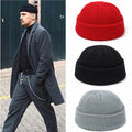 Retro Docker Cap – Polyester Solid Brimless Skullcap for Men & Women
