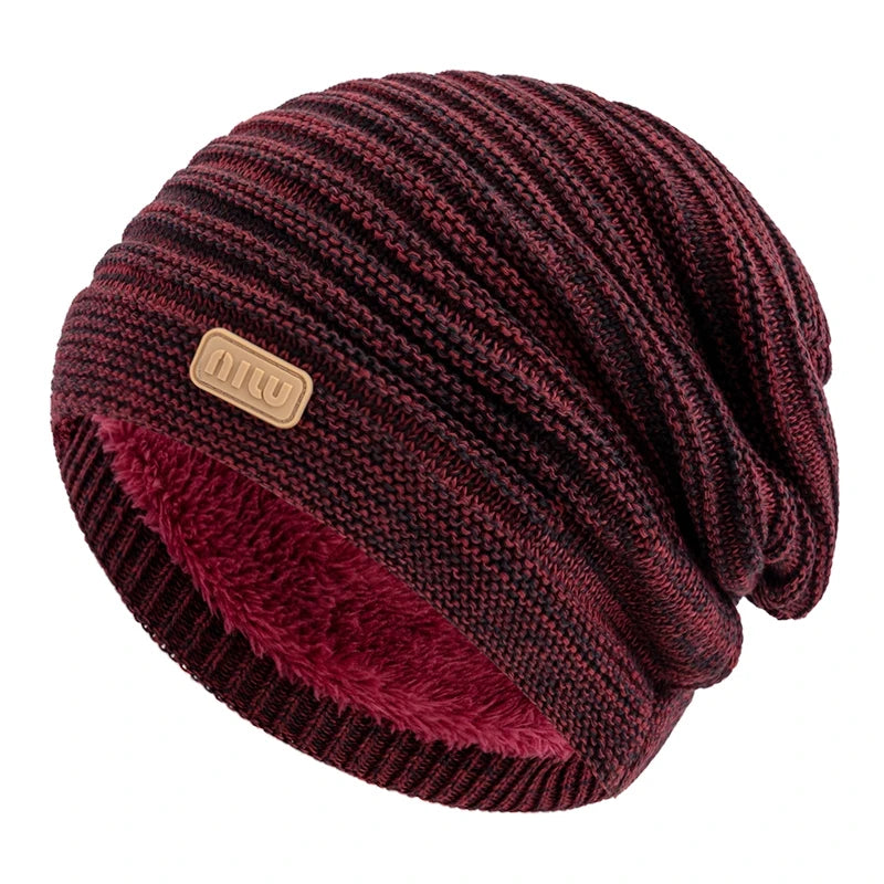Fur-Lined Slouchy Beanie – Plush Fur Interior Oversized Knit Hat for Men & Women