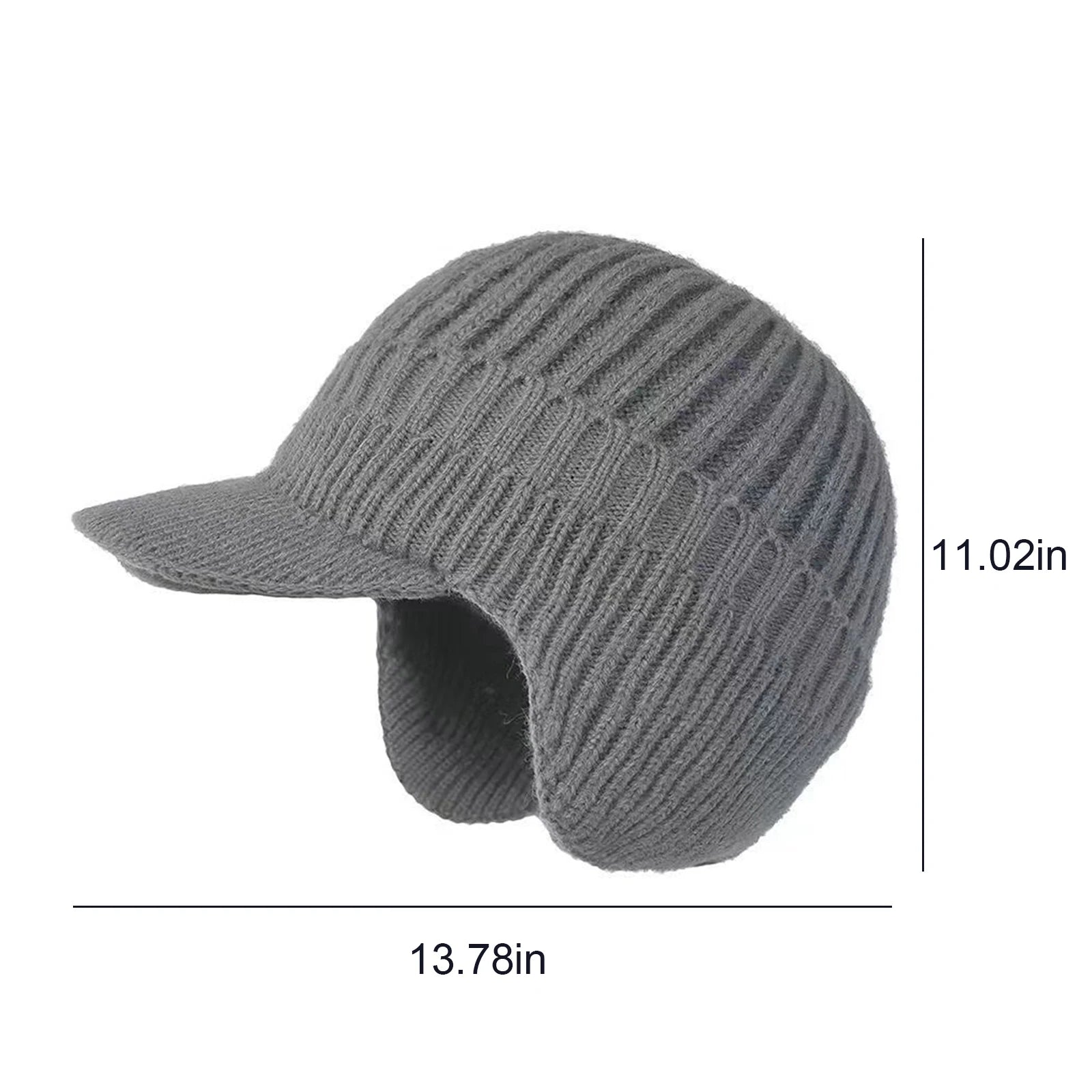 Fleece-Lined Earflap Beanie – Plush Knit Winter Hat with Visor for Men & Women