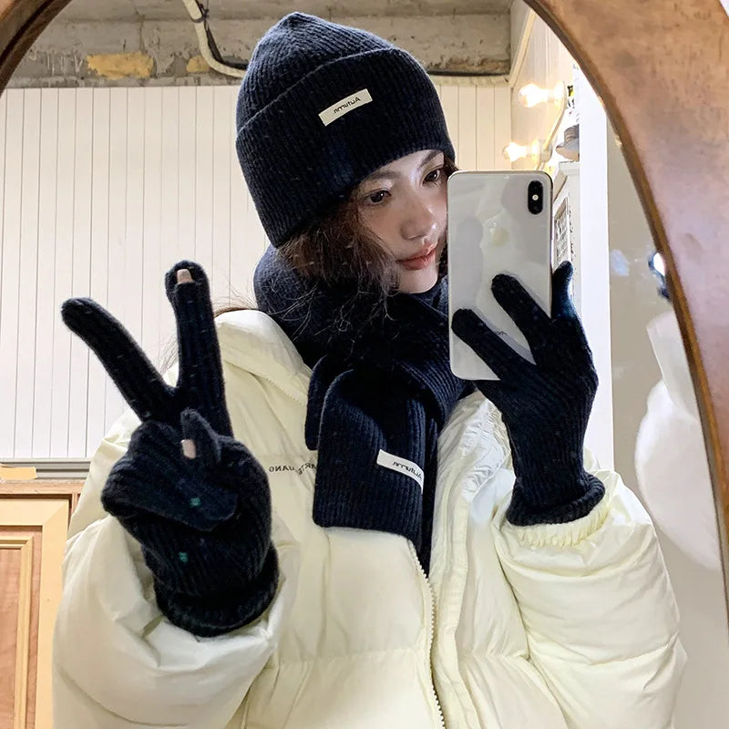 Beanie, Scarf & Gloves Set – Acrylic Blend 3-Piece Winter Accessory Set for Men & Women