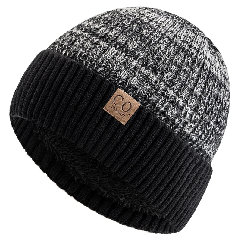 Two-Tone Winter Beanie – Fur-Lined Colour Block Knit Hat for Men & Women