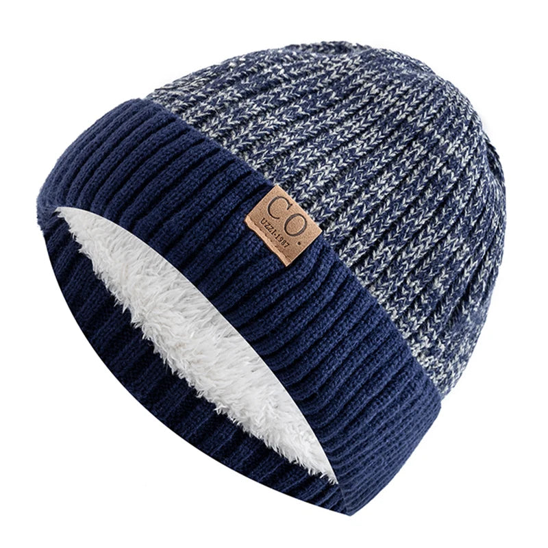Two-Tone Winter Beanie – Fur-Lined Colour Block Knit Hat for Men & Women