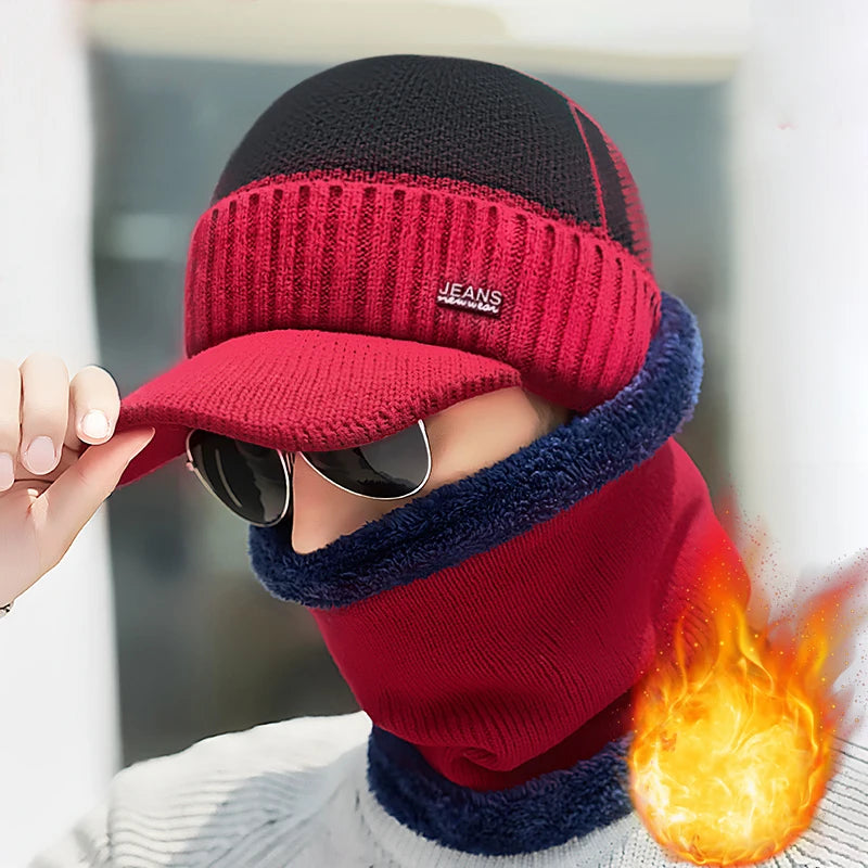 Thick Fleece Acrylic Beanie – Warm Polyester Knit Hat for Men & Women