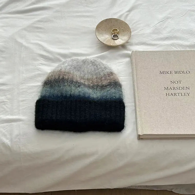Rainbow Striped Beanie & Scarf Set – Wool Blend Winter Accessories for Men & Women