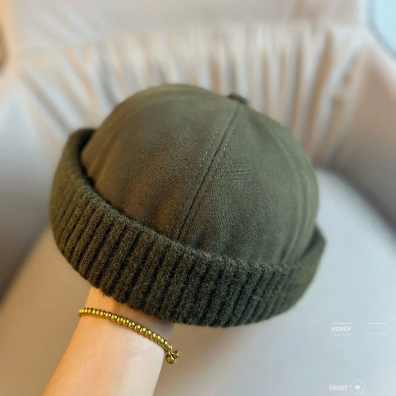 Melon Skin Sailor Beanie – Brimless Casual Street Hat for Men & Women