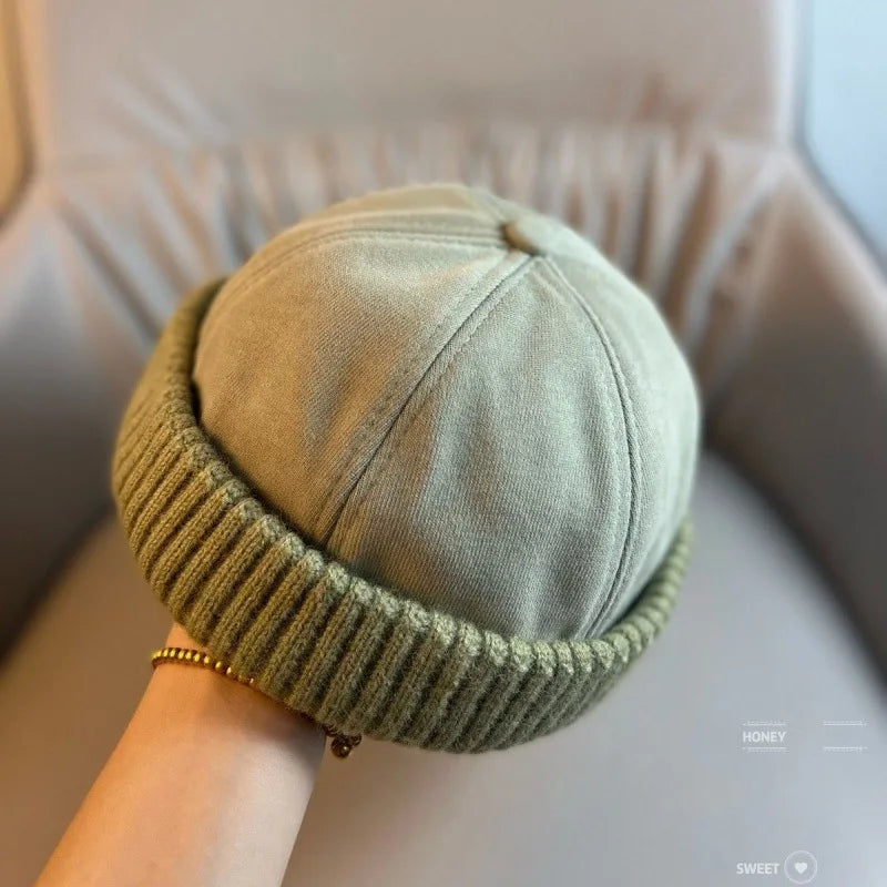 Melon Skin Sailor Beanie – Brimless Casual Street Hat for Men & Women