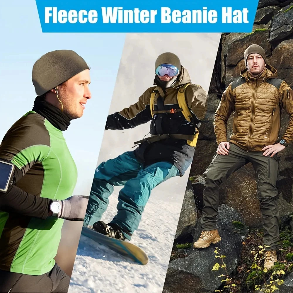 Windproof Fleece Ski Beanie – Polar Fleece Polyester Hat for Skiing & Cycling