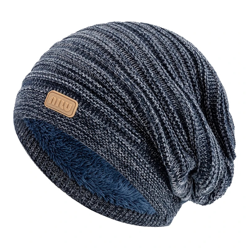 Fur-Lined Slouchy Beanie – Plush Fur Interior Oversized Knit Hat for Men & Women
