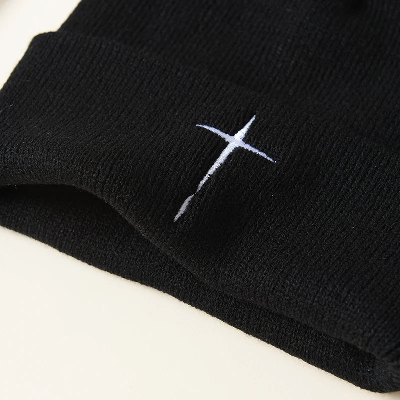 Crochet Embroidery Knit Beanie