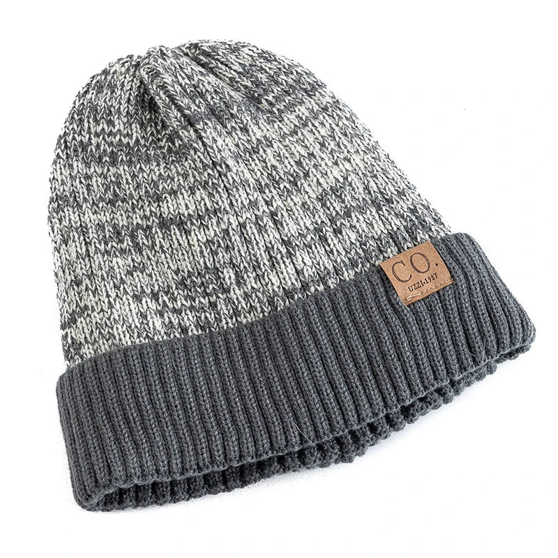Two-Tone Winter Beanie – Fur-Lined Colour Block Knit Hat for Men & Women