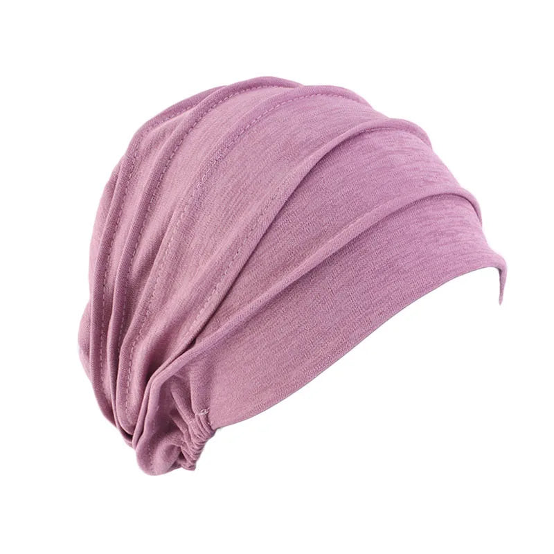 Cotton Slouch Turban Cap – All-Season Solid Knit Hat for Women