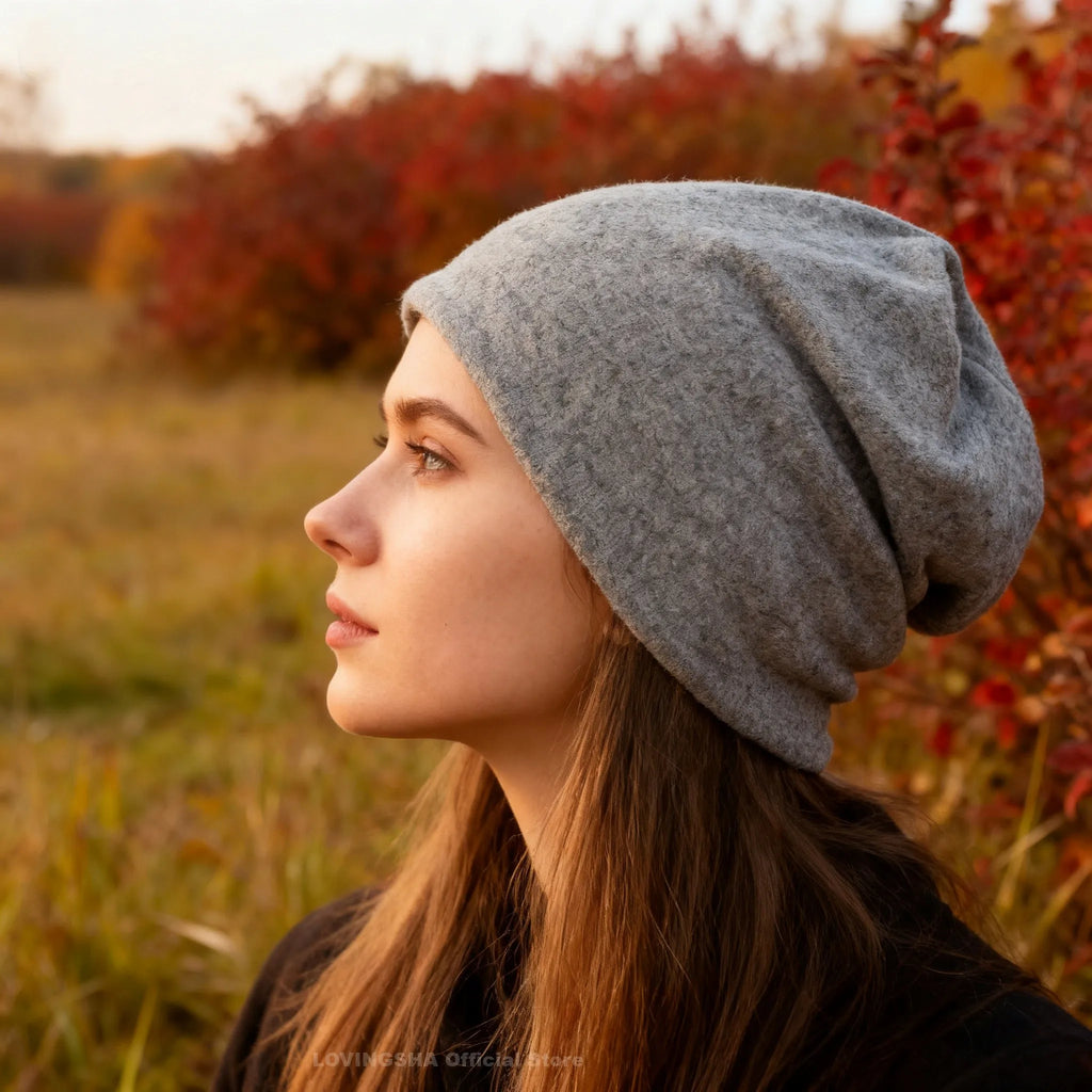 Dual-Use Beanie & Scarf – Polyester Spandex 2-in-1 Knit Hat for Men & Women