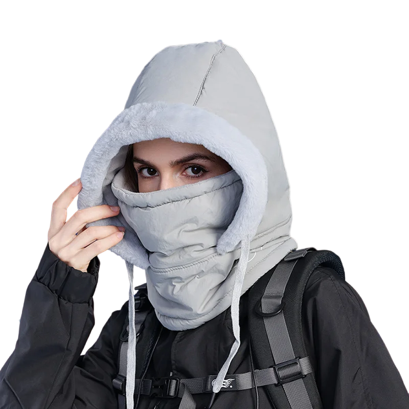 Plush Balaclava Hat – Warm Polyester Knit Full Face Cover for Men & Women