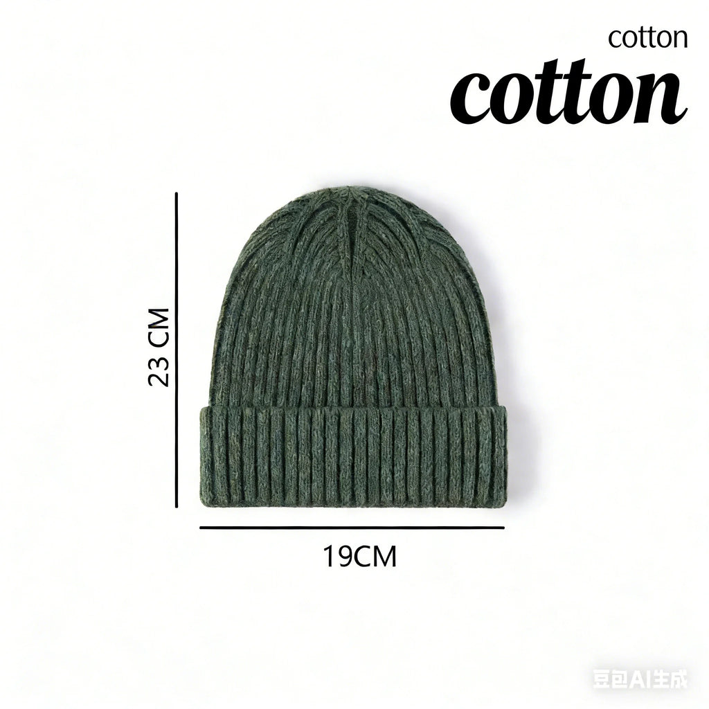 Wool Melon Beanie – Cotton Polyester Warm Knit Skull Cap for Men & Women
