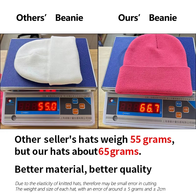 Custom Print Logo Beanie – Personalised Acrylic Geometric Knit Hat for Men & Women