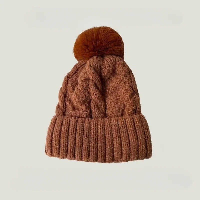 Twist Knit Winter Beanie – Warm Polyester Acrylic Hat for Women