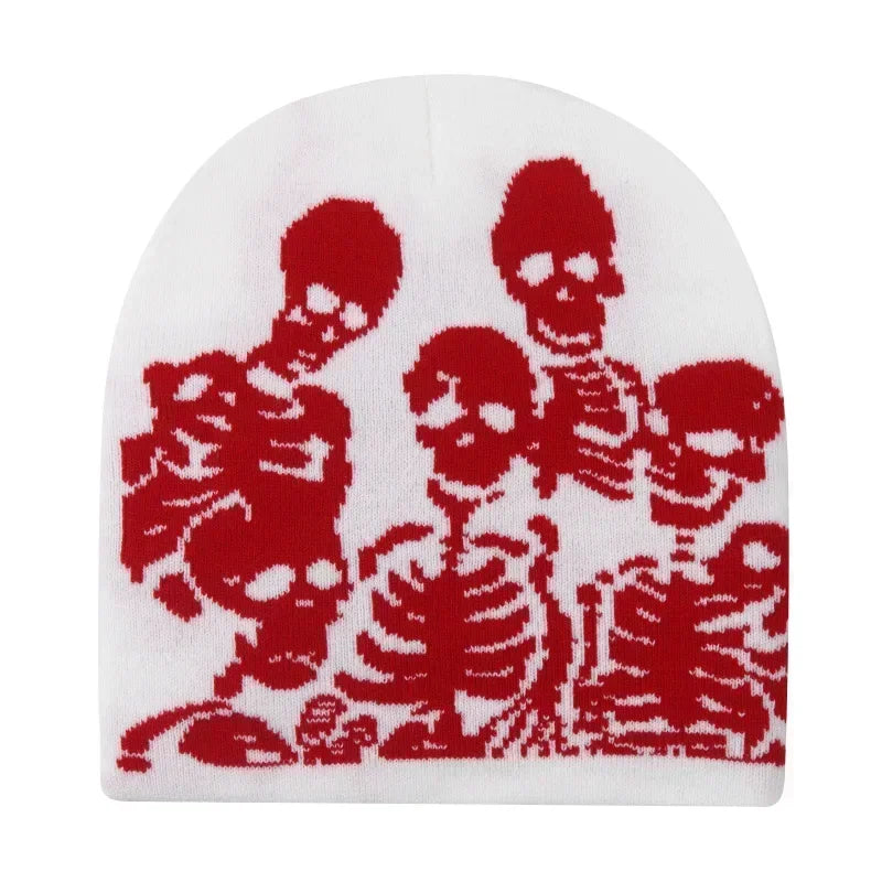 Y2K Letter Cargo Beanie – Polyester Knit Skull Cap for Men & Women