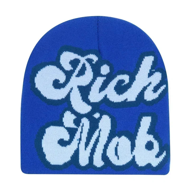 Y2K Letter Cargo Beanie – Polyester Knit Skull Cap for Men & Women