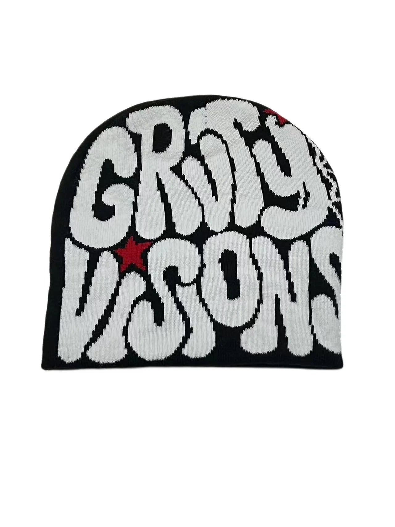 Y2K Niche Design Beanie – Bold Print Knit Hat for Women & Men