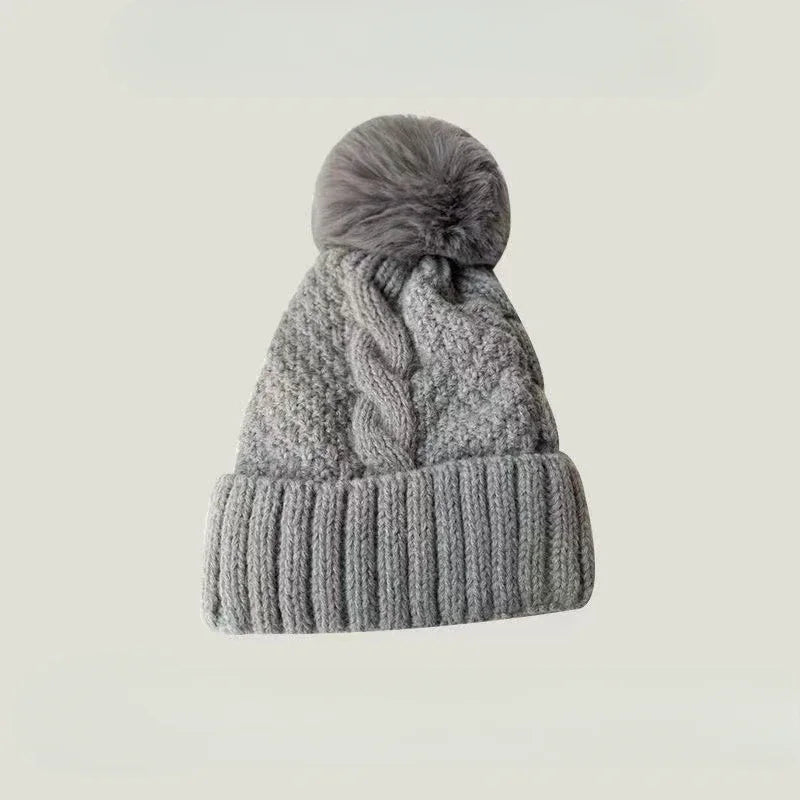Twist Knit Winter Beanie – Warm Polyester Acrylic Hat for Women